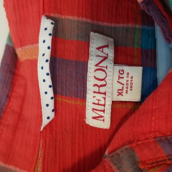 Women's merona button down plaid top, XL - Picture 3 of 4